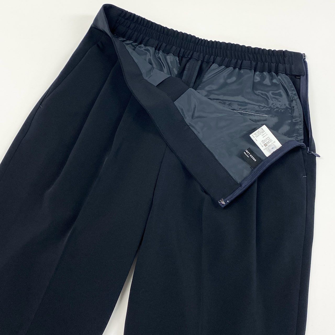 63g4 green label relaxing グリーンレーベルリラクシング ユナイテッドアローズ パウドレ ノーラペル ジャケット パンツ セットアップ ウォッシャブル ストレッチ 防シワ 35221991573 トップス38 パンツ36 ネイビー レディース