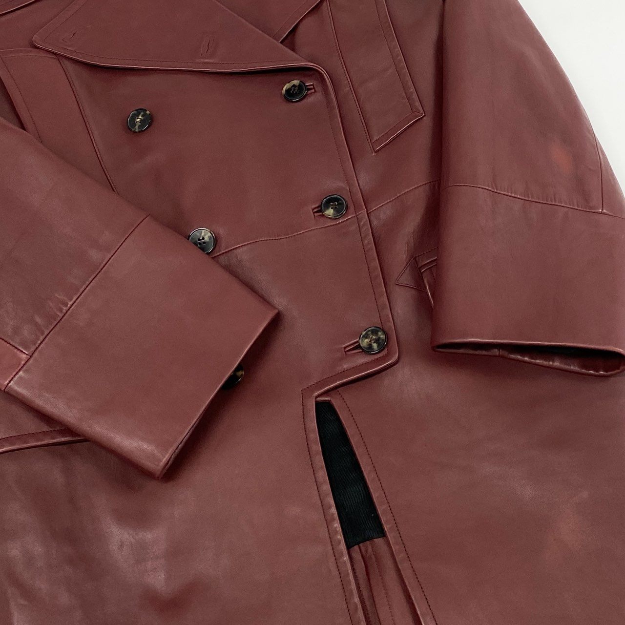 60f20 Jean Paul GAULTIER ジャンポールゴルチエ ラムレザー ロングコート 42 ボルドー シープスキン 羊革 アーカイブ レディース