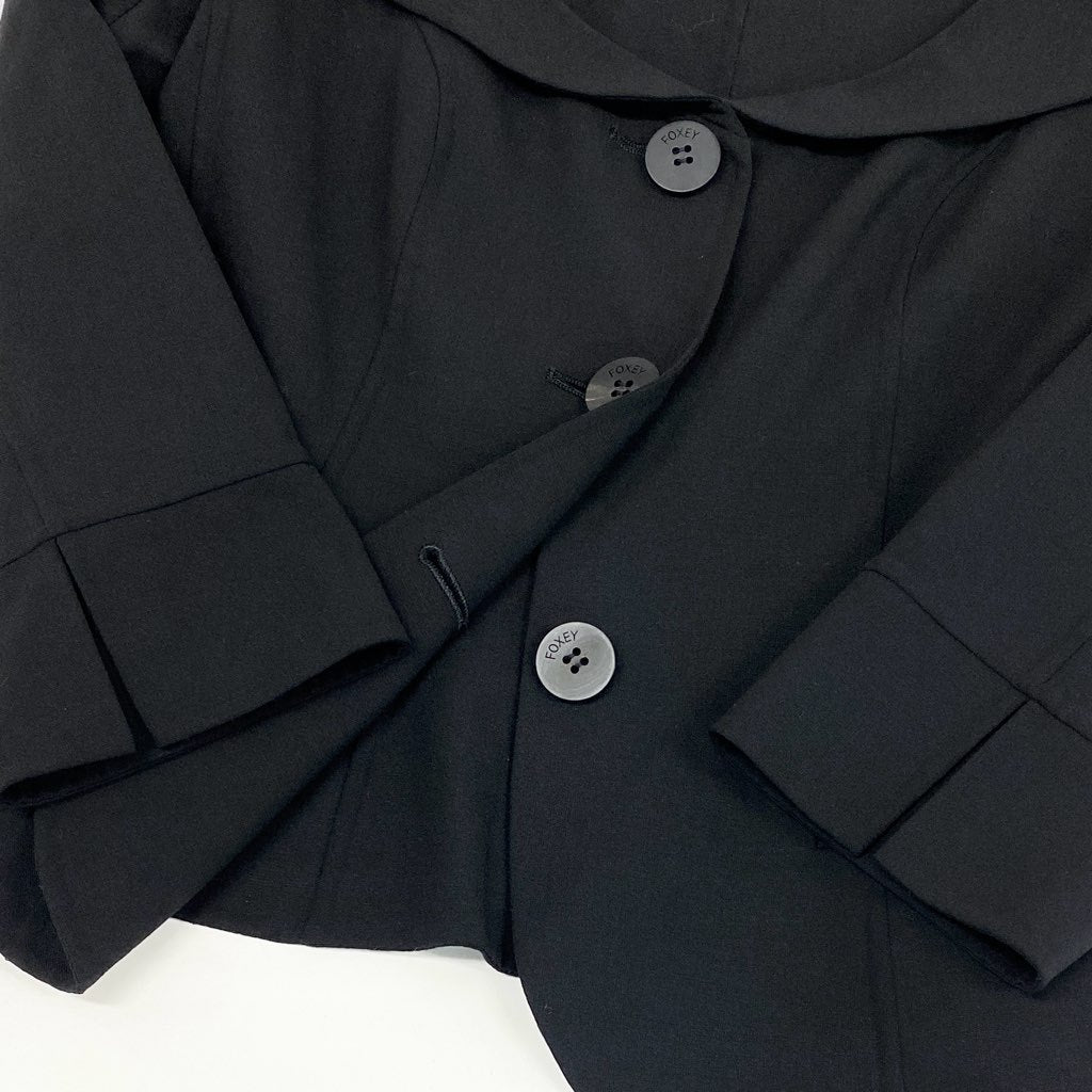 22d6 《美品》 FOXEY フォクシー ダブルフェイスジャケット テーラードジャケット ブレザー サイズ38 ブラック レディース 日本製