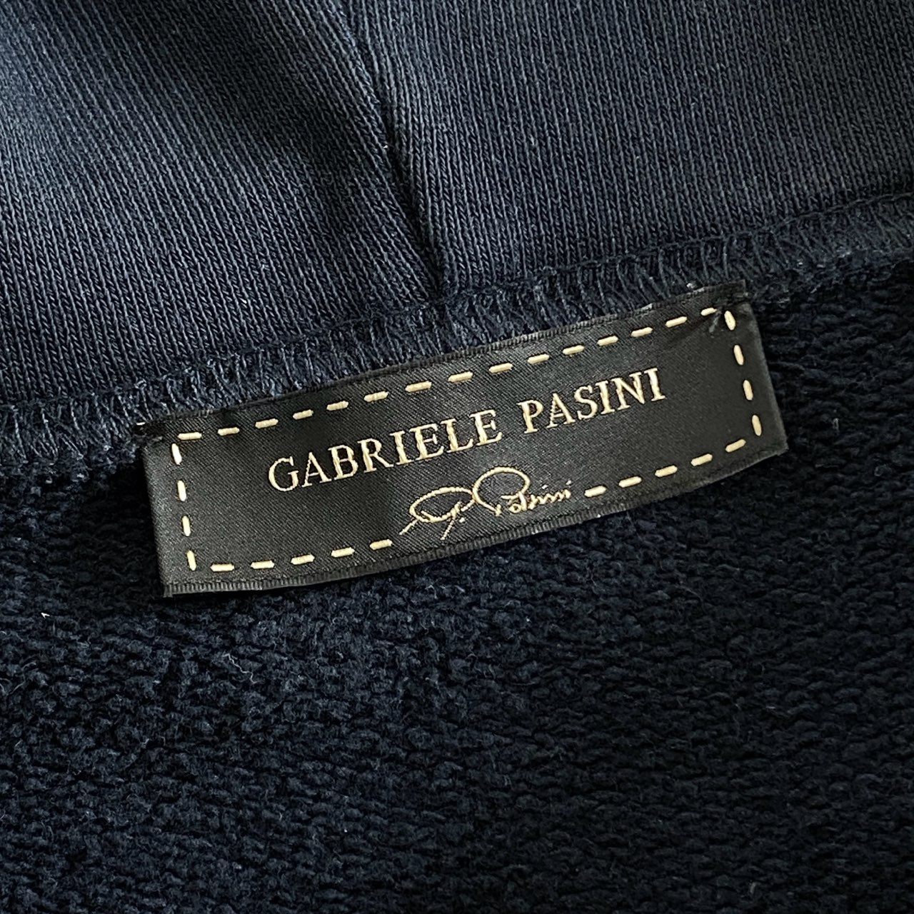57e11 Gabriele Pasini ガブリエレパジーニ イタリア製 プルオーバー パーカー フーディ トップス スカルワッペン G16HOODI1 Lサイズ ネイビー コットン