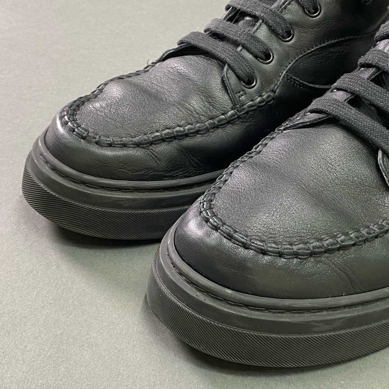 7e9 Salvatore Ferragamo サルヴァトーレ フェラガモ ハイカットレザースニーカー 8 1/2 ブラック Leather シューズ イタリア製