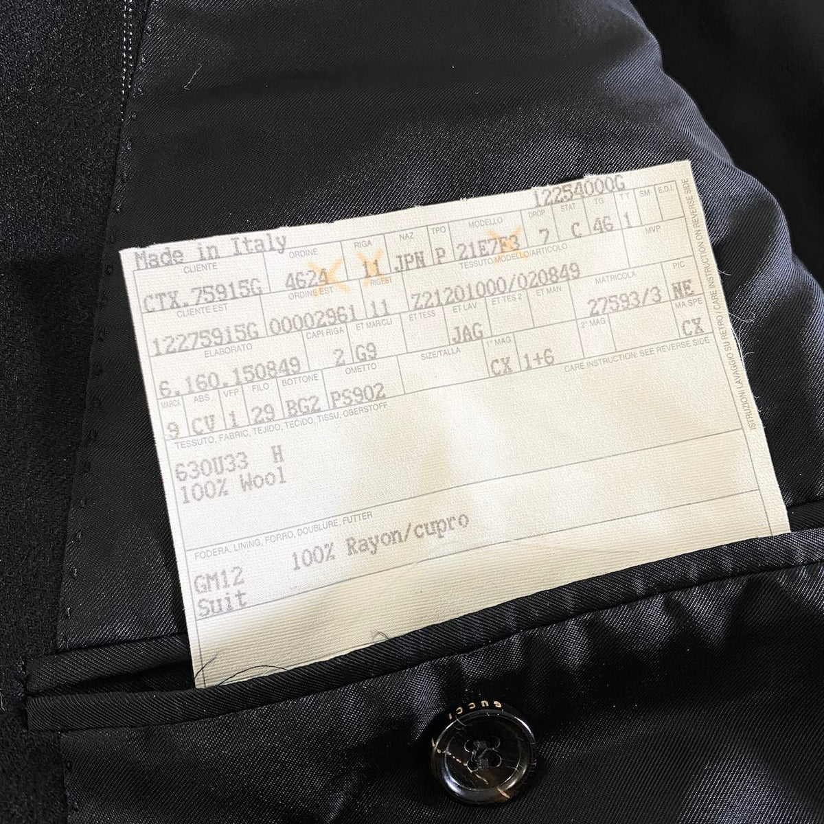 93j23 GUCCI グッチ フリーダ期 セットアップ シングルスーツ 3B ストライプ柄 サイズ46 ブラック ウール100 メンズ 紳士服o07t