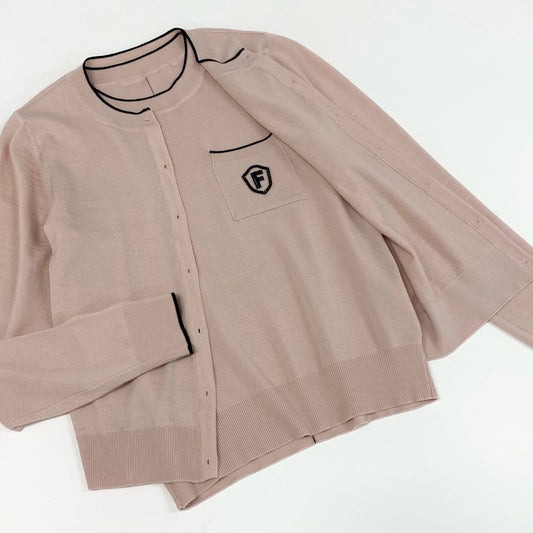 42a23 《美品》定価¥110,000 FOXEY フォクシー Twin Knit Twin F ツインニット アンサンブル 40 アンティークベージュ カーディガン セーター 日本製