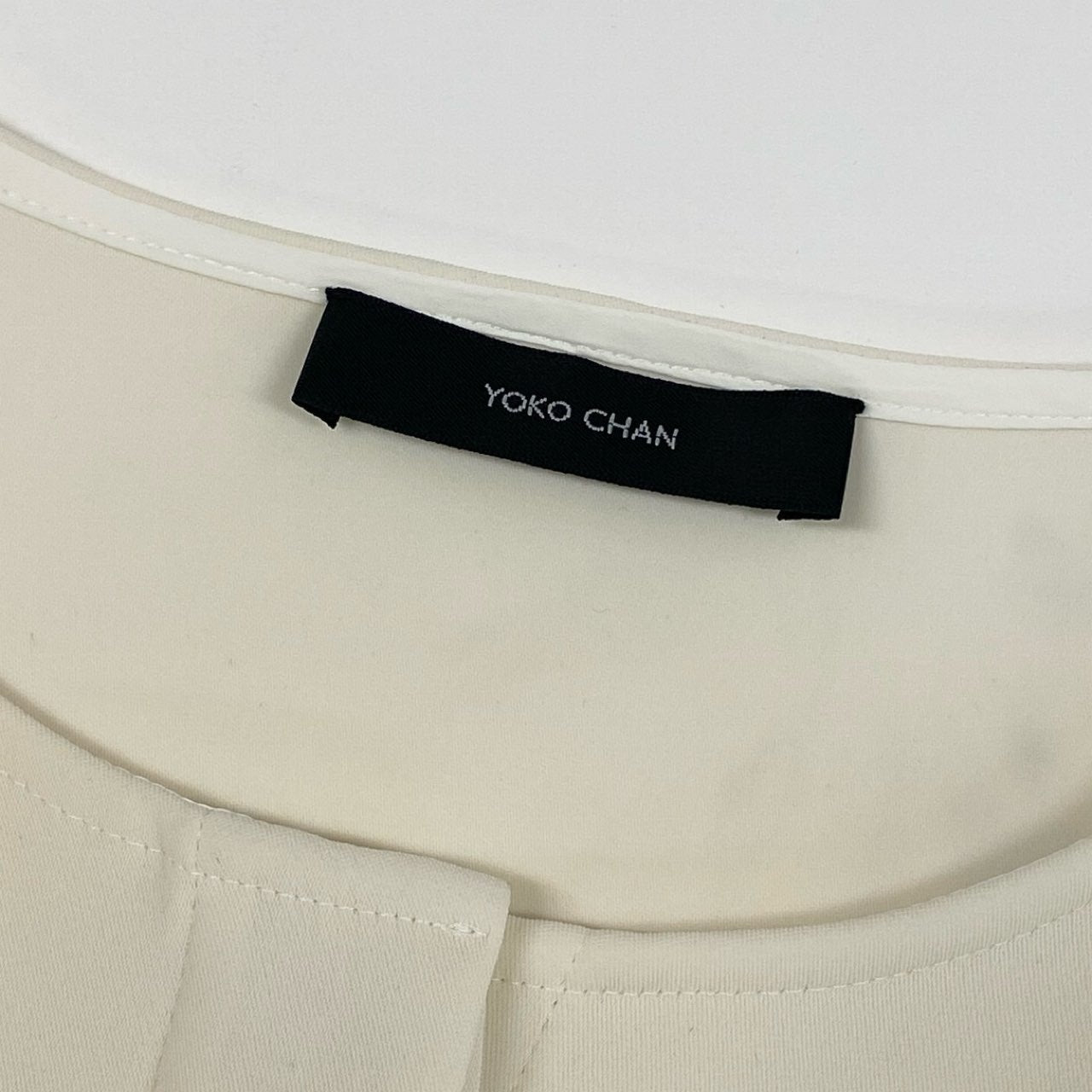 57f27 【美品】YOKO CHAN ヨーコチャン ロングスリーブ フリルトリムドレス 長袖ワンピース サイズ38 オフホワイト ブラック レディース ワンピ