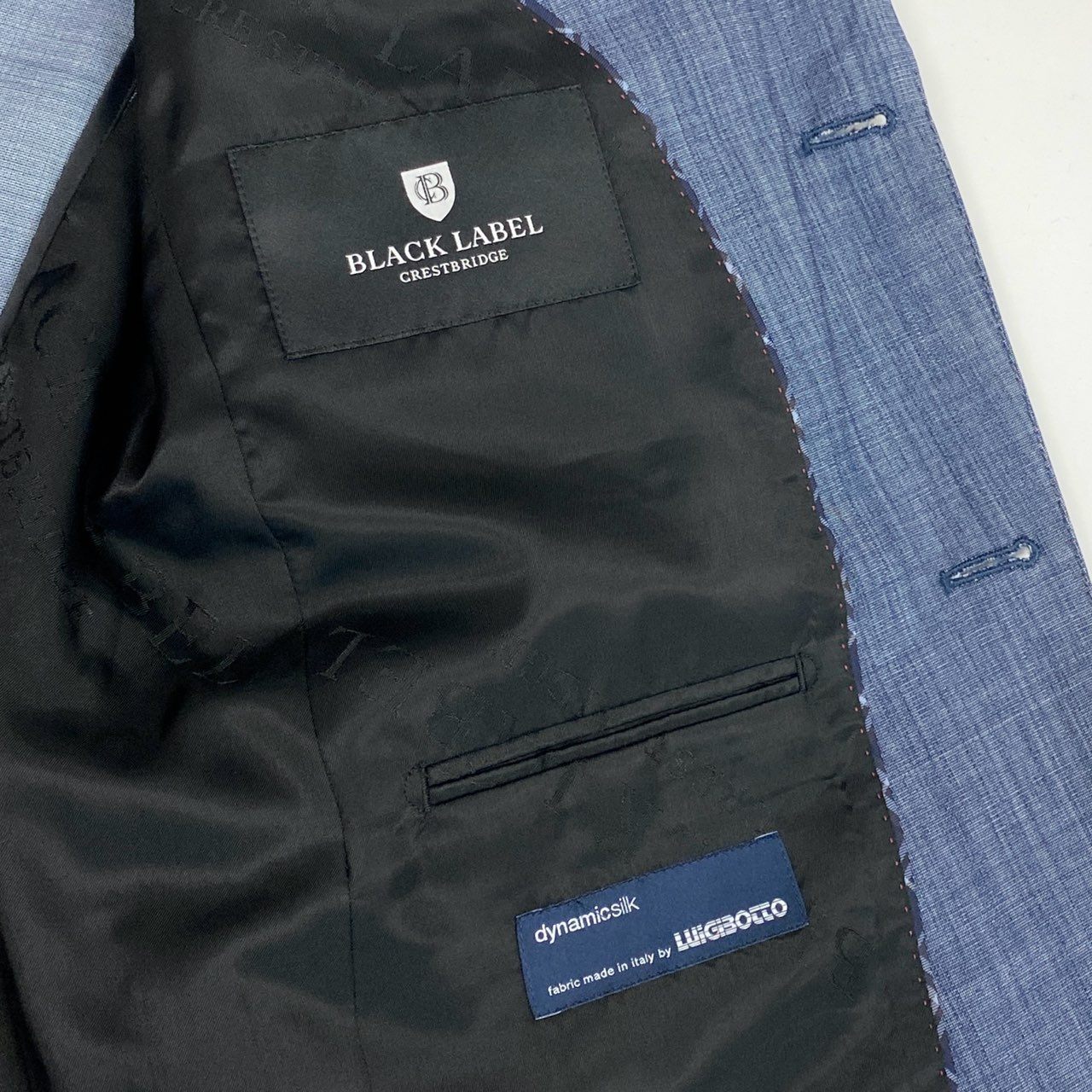 79j9 BLACK LABEL CRESTBRIDGE ブラックレーベル クレストブリッジ スーツセットアップ シングルスーツ 2B 背抜き サイドベンツ 51H21-311-22 40サイズ インディゴ メンズo07t