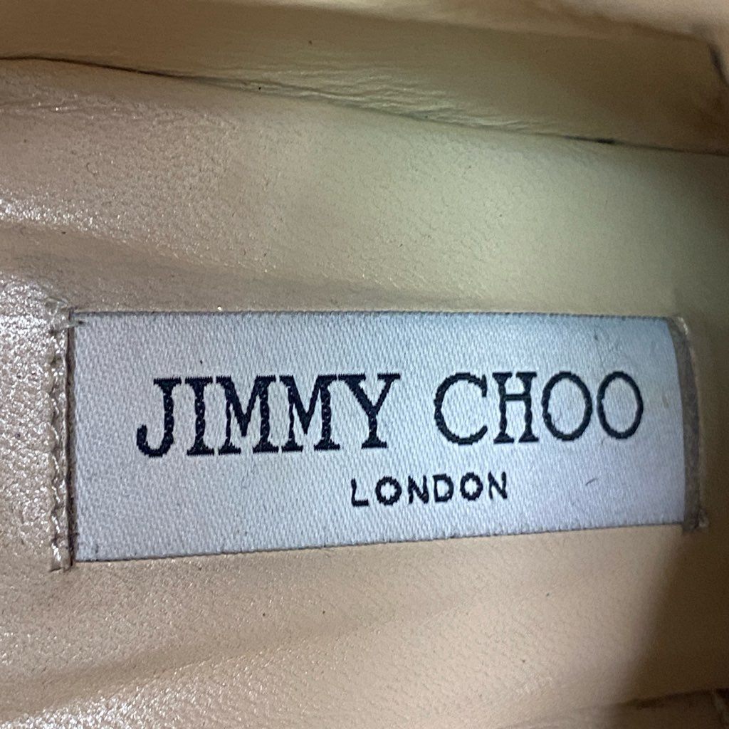 2d7 JIMMY CHOO ジミーチュウ トリプルストラップ サイドジップ ブーツ 38 ブラック レザー エナメル ブーティ シューズ イタリア製