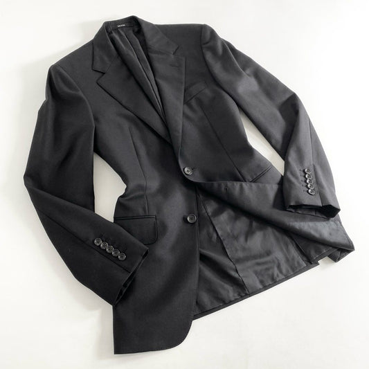 68g9 GUCCI グッチ 2ボタン テーラードジャケット ドレスジャケット 無地 サイズ44 ブラック メンズ 男性用