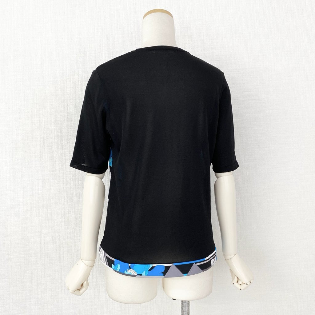 27f20-5 《美品》 大きいサイズ LEONARD SPORT レオナール 半袖Tシャツ カットソー トップス 0548528 サイズ42 マルチカラー ポリエステル100% レディース 日本製