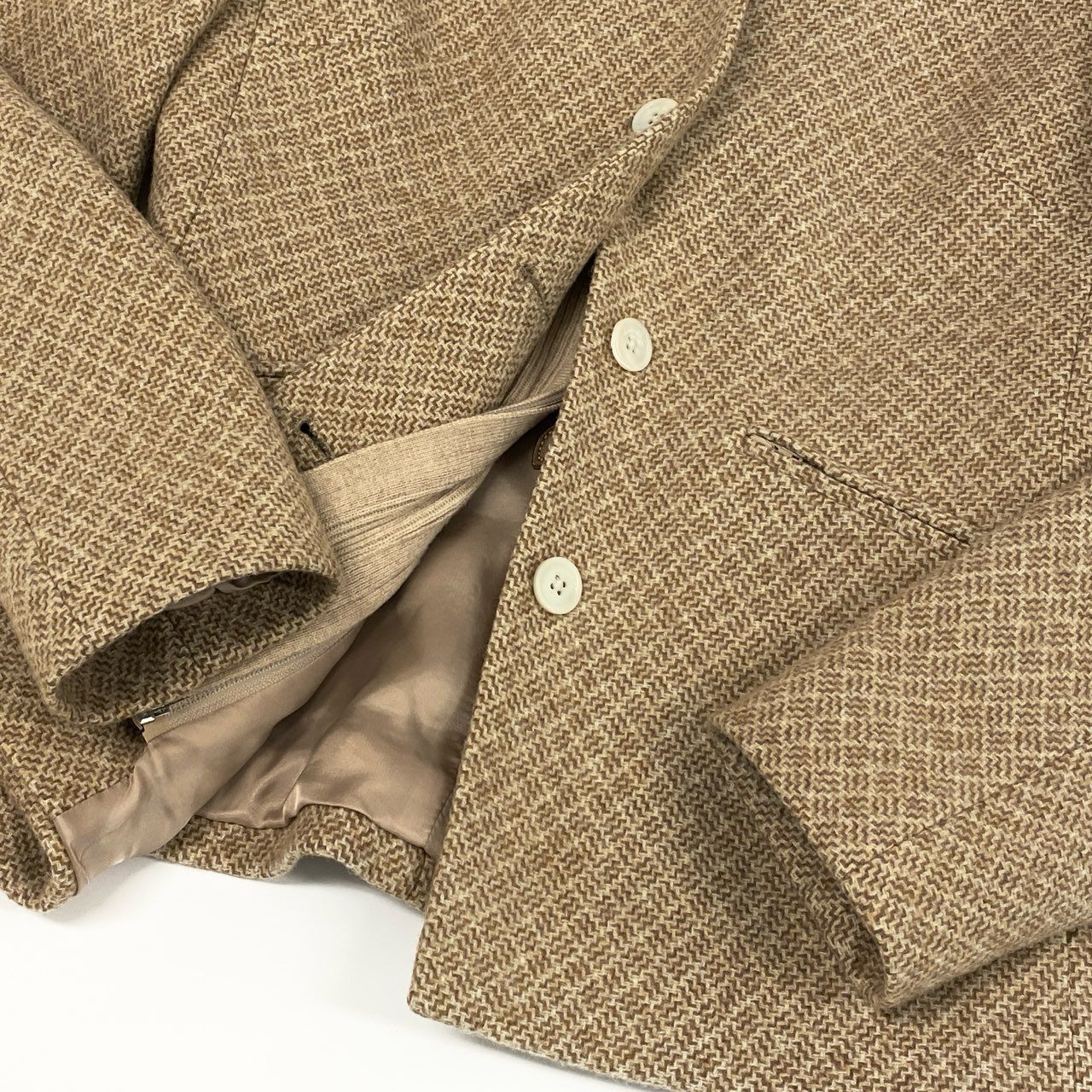 17e7 Brooks Brothers ブルックスブラザーズ カシミヤ混 レイヤードジャケット テーラードジャケット ブレザー サイズ0 アイボリー レディース