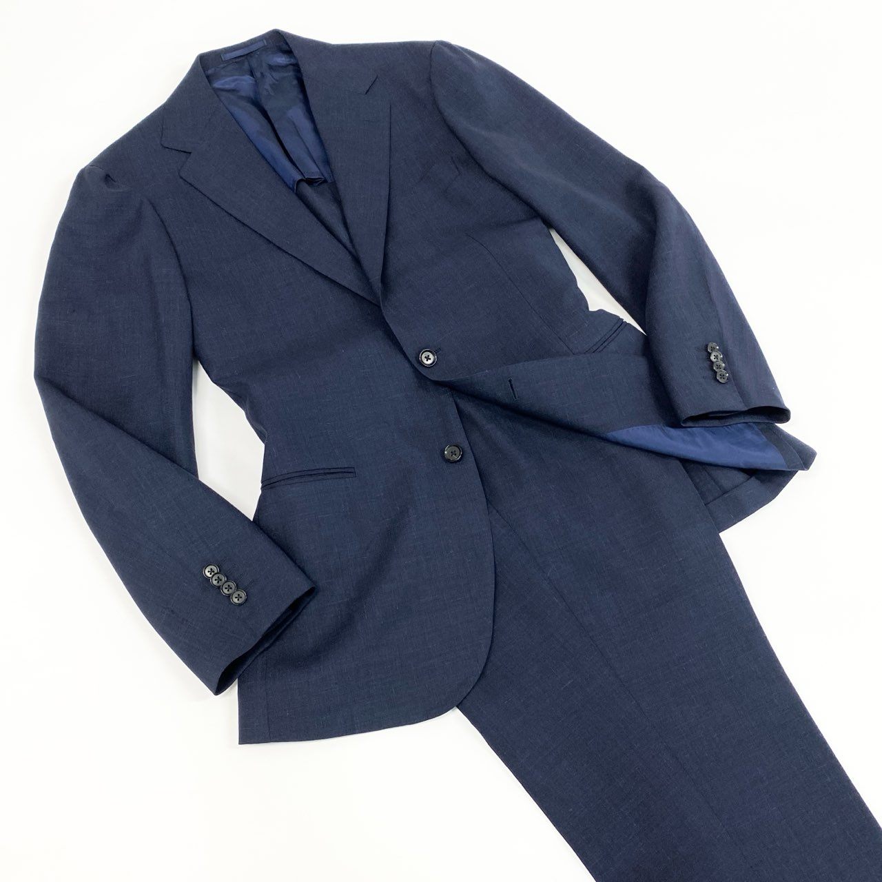 55f16 RING JACKET MEISTER リングヂャケット マイスター シングルスーツ セットアップ テーラードジャケット/スラックス サイズ52 ネイビー ウールシルク メンズ