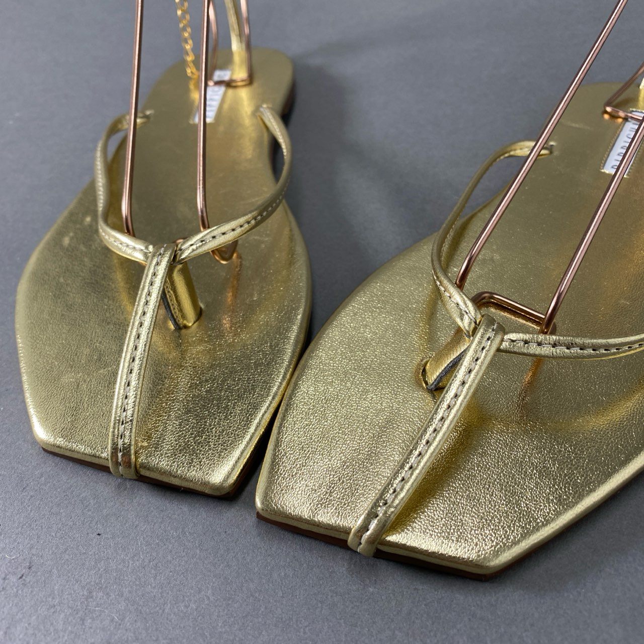 5f17 PIPPICHIC ピッピシック チェーン レザーフラットサンダル L ゴールド leather 日本製 シューズ