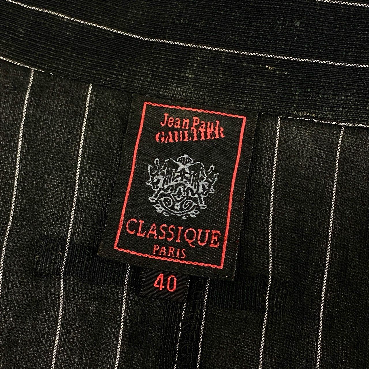 2f6 Jean Paul GAULTIER ジャンポールゴルチエ 00s バックロング ドレープシャツワンピース 40 ブラック ドレス ストライプ