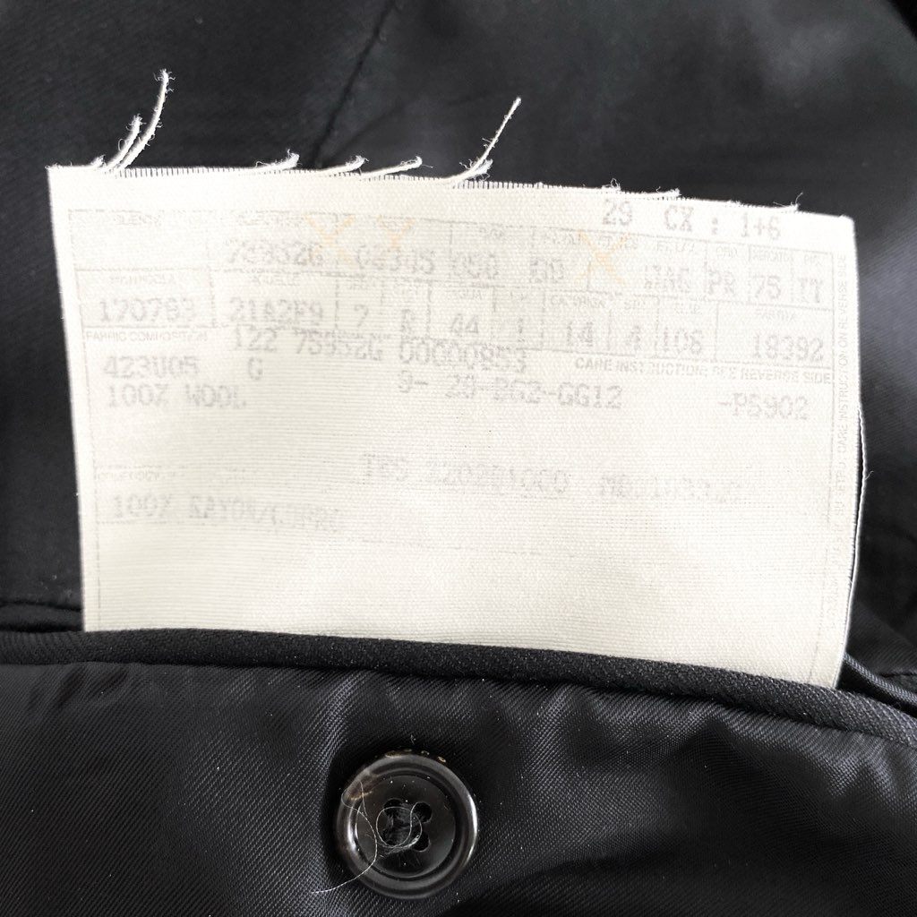 68g9 GUCCI グッチ 2ボタン テーラードジャケット ドレスジャケット 無地 サイズ44 ブラック メンズ 男性用