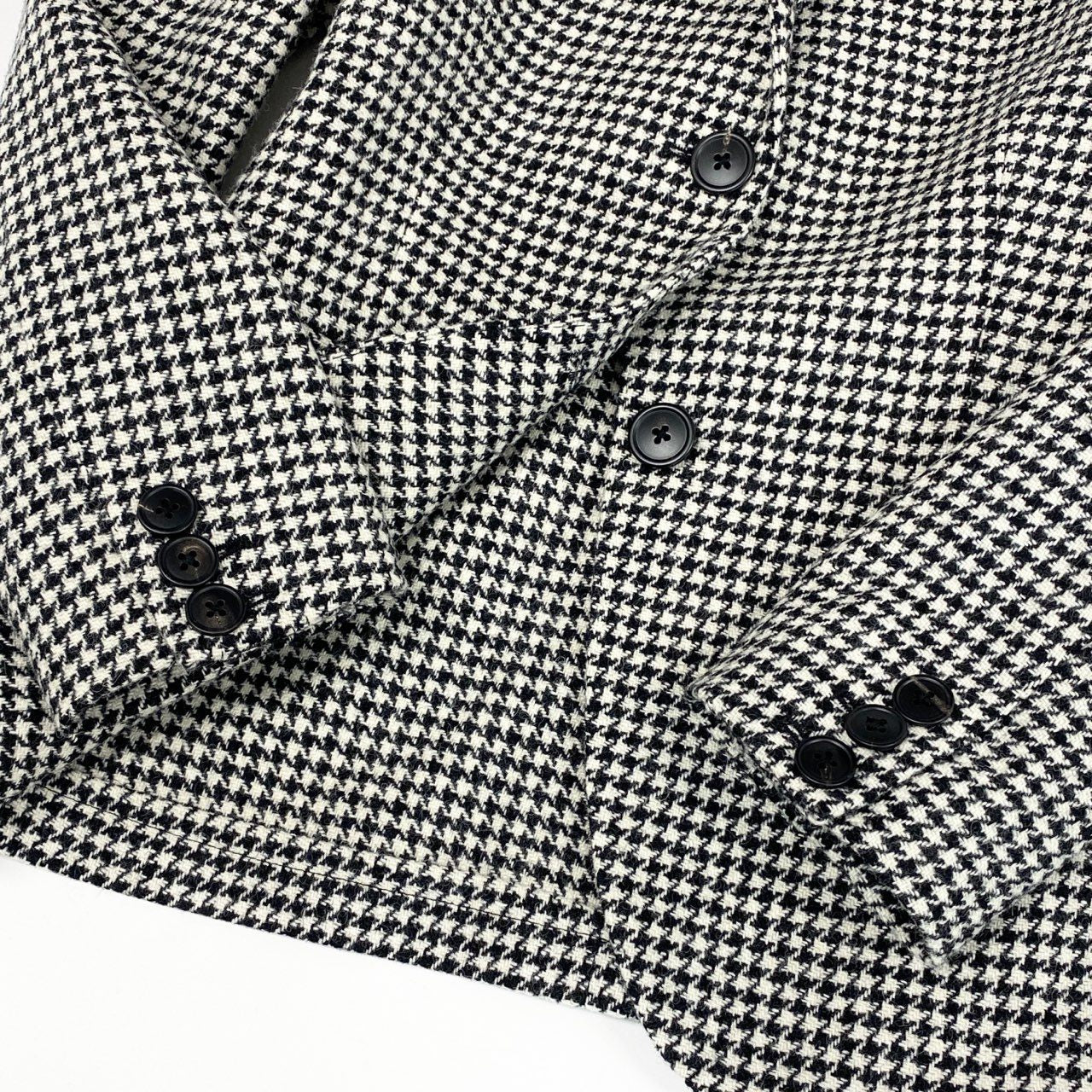 12b19 LARDINI ラルディーニ イタリア製 テーラードジャケット ツイードジャケット 千鳥格子 ブートニエール付 ウール レディース 40 ブラック ホワイト