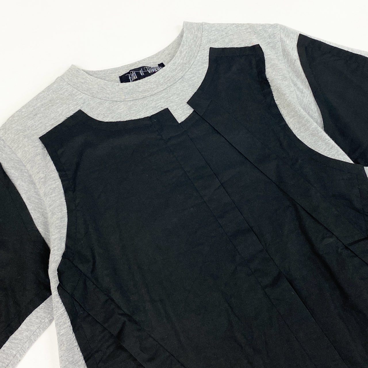 41d28 Yasuyuki ishii ヤスユキイシイ ドッキングカットソー 半袖Tシャツ トップス サイズF グレー ブラック コットン100% メンズ