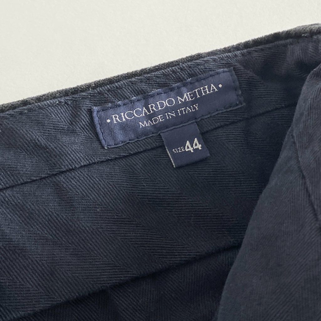9e21 イタリア製 RICCARD METHA リカルドメッサ VELVET 1TUCK WIDE TROUSERS ベルベット ワンタック ワイドトラウザーパンツ ボトムス RM180VL25141 44 ブラック コットン
