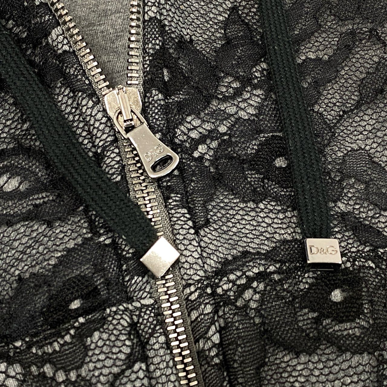 11f12 DOLCE&GABBANA ドルチェアンドガッバーナ 長袖パーカー 羽織 レース切替 フーディーパーカー フルジップ トップス レディース 38 グレー 画像参照