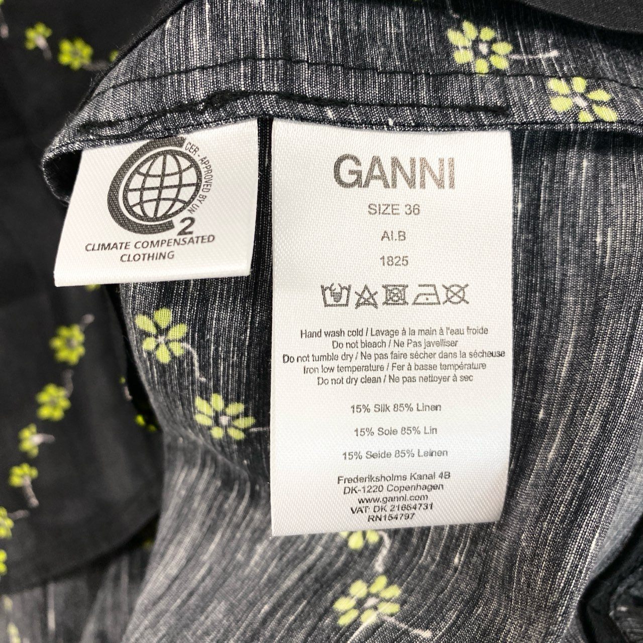 82d4 《未使用品》 GANNI ガニー LONG DAY DRESS フローラル ドレスワンピース F3484 36 ブラック 花柄 フラワー タグ付き