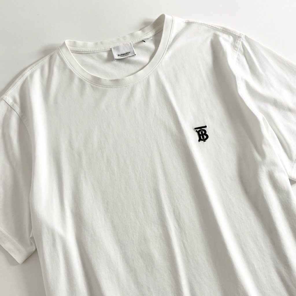 14e22 BURBERRY バーバリー クルーネック Tシャツ MONOGRAM MOTIF COTTON TBロゴ カットソー 半袖 8014021 L ホワイト コットン