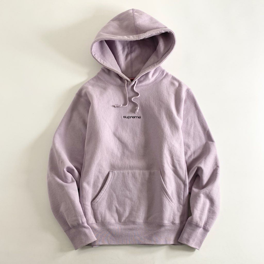 14e22 SUPREME シュプリーム 18FW Trademark Hooded Sweatshirt プルオーバー フーディ パーカー ロゴ刺繍 Sサイズ パープル コットン