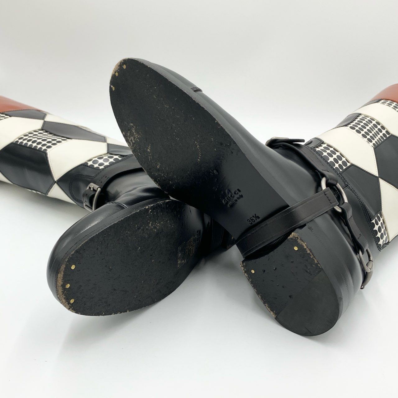 1h20《美品》 GUCCI グッチ ロングブーツ シューズ ホースビット 678153 サイズ36.5 マルチカラー レザー レディースk02i
