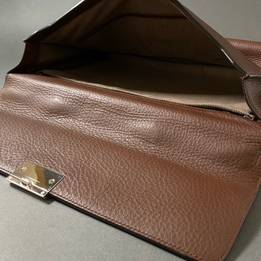 Df29 Ermenegildo Zegna エルメネジルド ゼニア レザー ブリーフケース ビジネスバッグ ブラウン Leather オフィス イタリア製