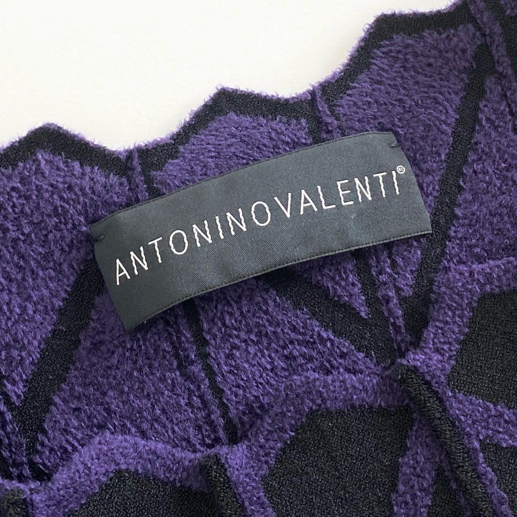 22f8 antonino valenti アントニーノヴァレンティ イタリア製 ノースリーブ ストレッチ ドレス ワンピース 19521-12-51-380 40 ブラック パーパープル