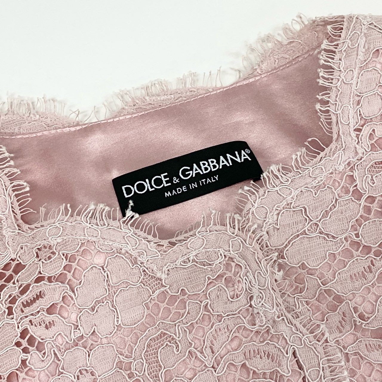 8d2 【美品】 DOLCE&GABBANA ドルチェアンドガッバーナ 総レース ノーカラージャケット カーディガン サイズ40 ピンク レディース イタリア製