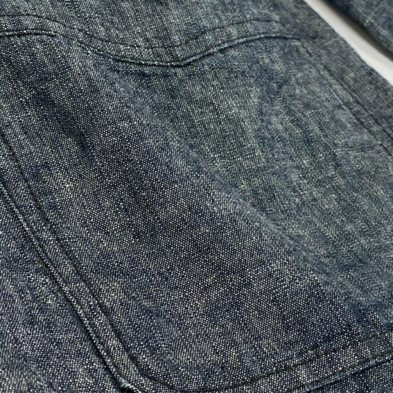 43f25 【美品】BONCOURA ボンクラ フレンチカバーオール コットンリネン ヘビーオンスシャンブレー サイズ36 ネイビー メンズ ワークジャケット