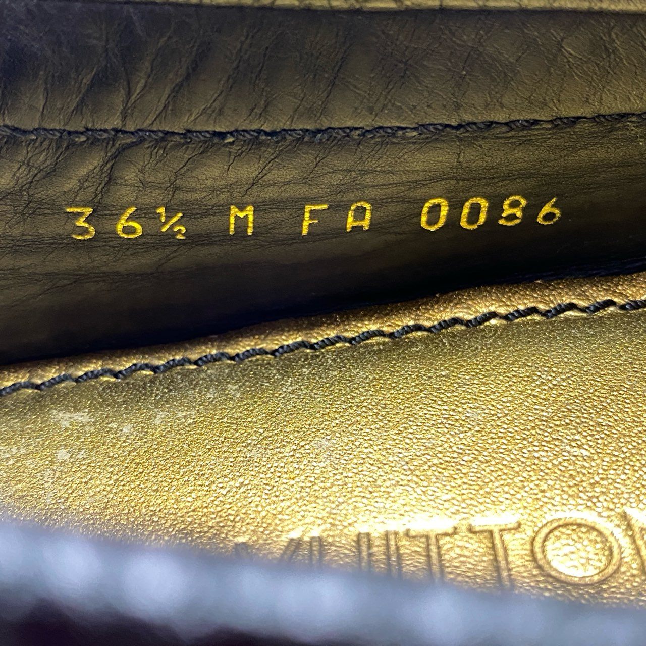 2k5 LOUIS VUITTON ルイヴィトン LV ドライビングシューズ 36 1/2 ブラック レザー シボ革 イタリア製