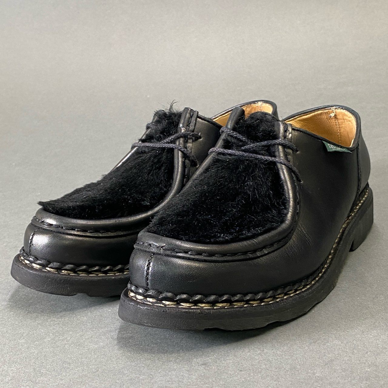 1g28 Paraboot パラブーツ MICHAEL ミカエル チロリアンシューズ 4 1/2 ブラック レザー ハラコ 革靴