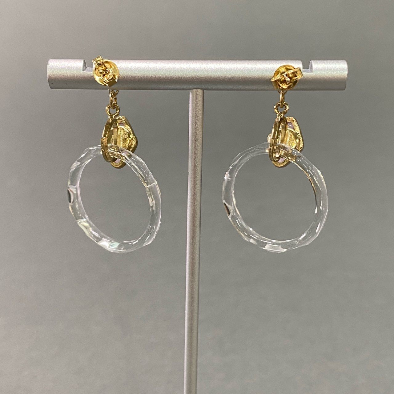 c26 定価¥16,500 JUNCO Paris ジュンコパリ リングピアス ゴールド クリア ピンク アクセサリー イヤリング イヤーカフ