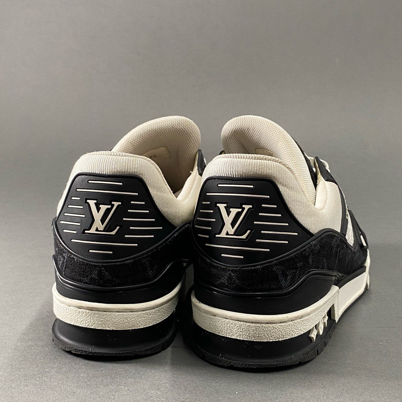 5i27 LOUIS VUITTON ルイヴィトン LVトレイナーライン ローカットスニーカー シューズ 1A9JG9 MS1221 イタリア製 8 1/2 ホワイト ブラック デニム レザー
