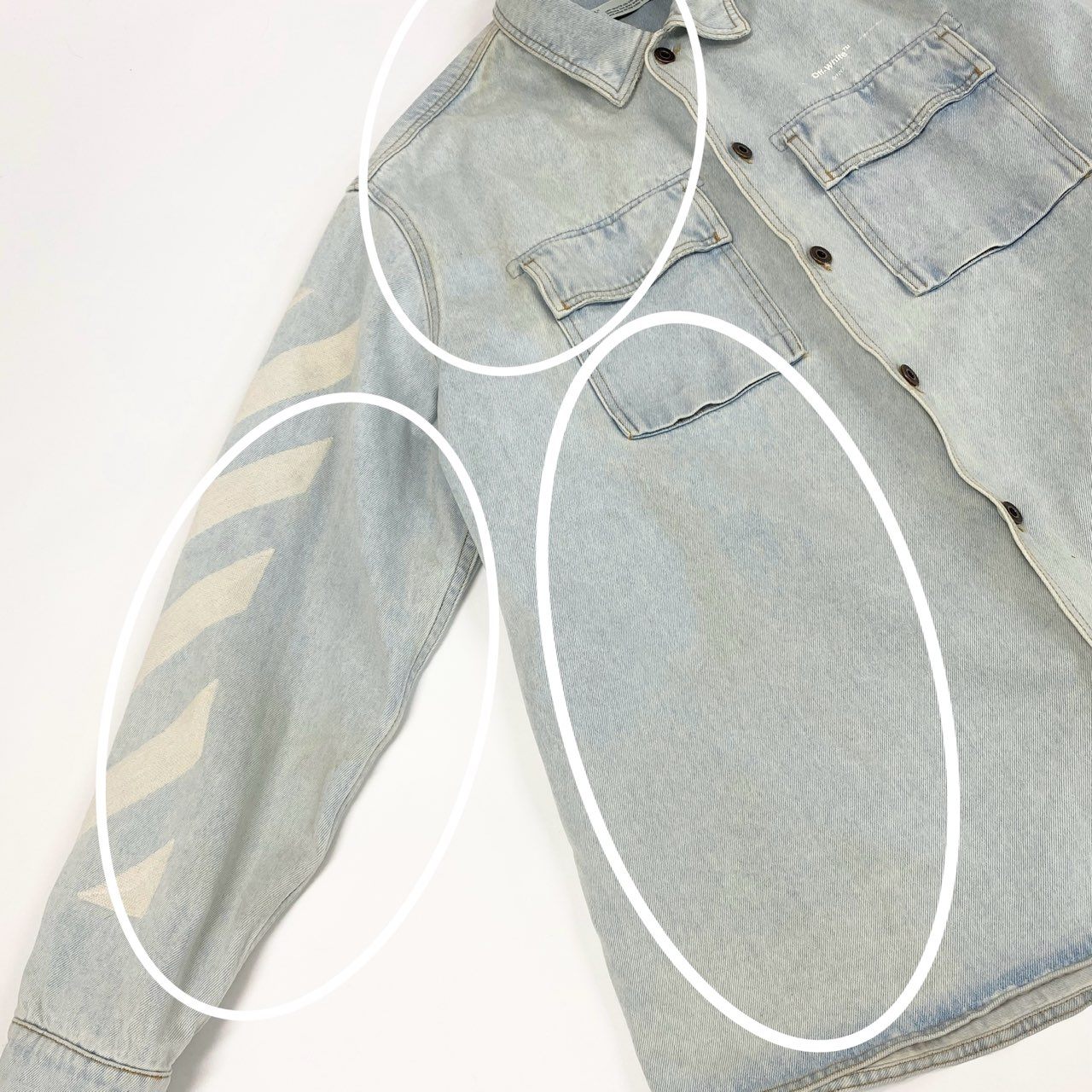 27a17 OFF-WHITE オフホワイト Diag Oversize Denim Shirt ダメージ加工 ロゴ オーバーサイズ デニム シャツ ジャケット OMYD017R20386018 M インディゴ デニム