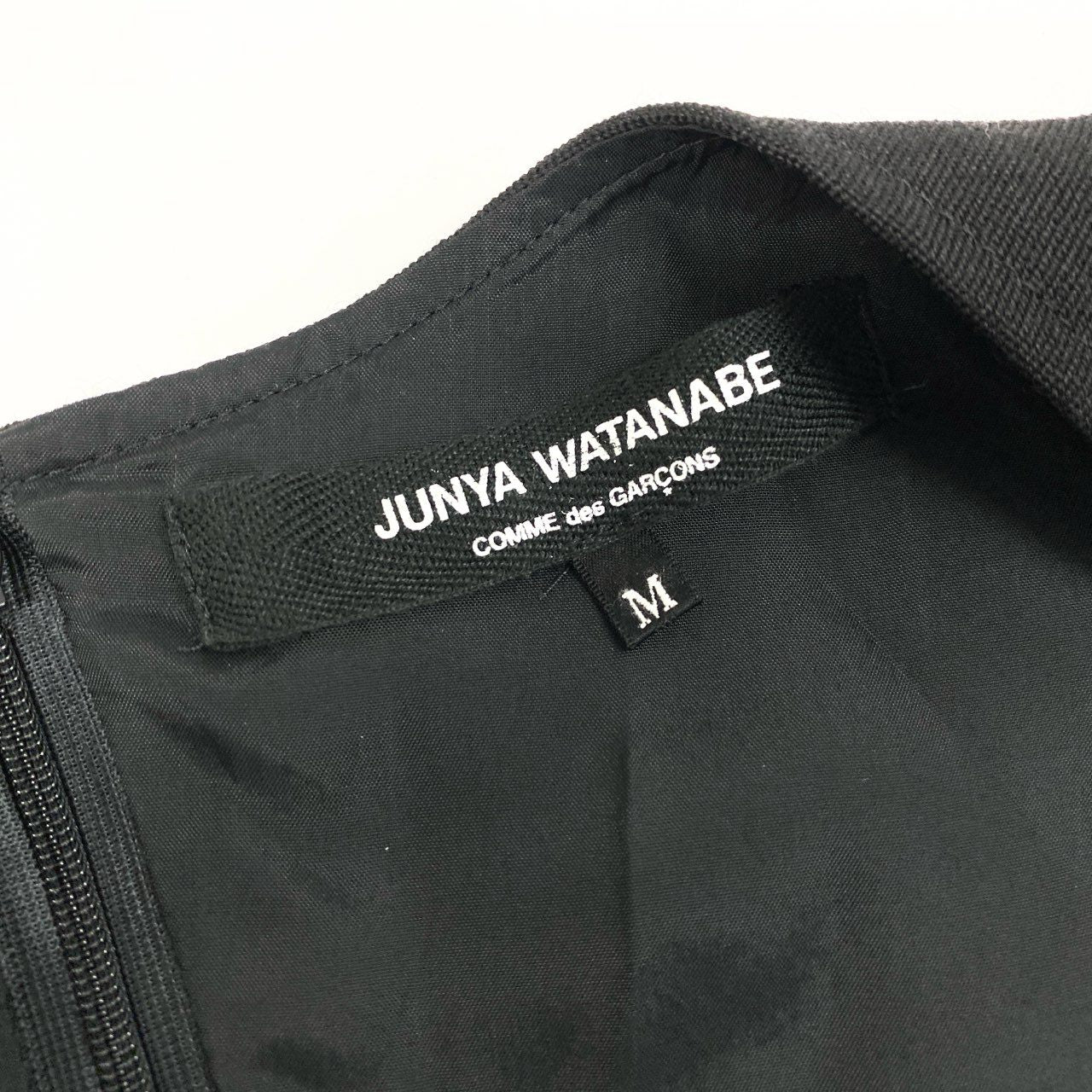 57h28 JUNYA WATANABE COMME des GARCONS ジュンヤワタナベ コムデギャルソン AD2002 裁断加工 パッチワーク 再構築 ノースリーブワンピース ドレス Y2K ロング丈 M ブラック ウール レディースo07t
