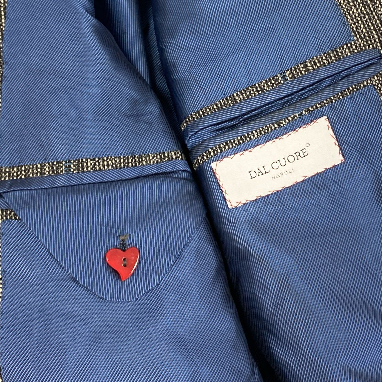 12i26 《美品》 DAL CUORE ダルクオーレ ツイード生地 シングルスーツ セットアップ グレー ブルー チェック ウール メンズu02t