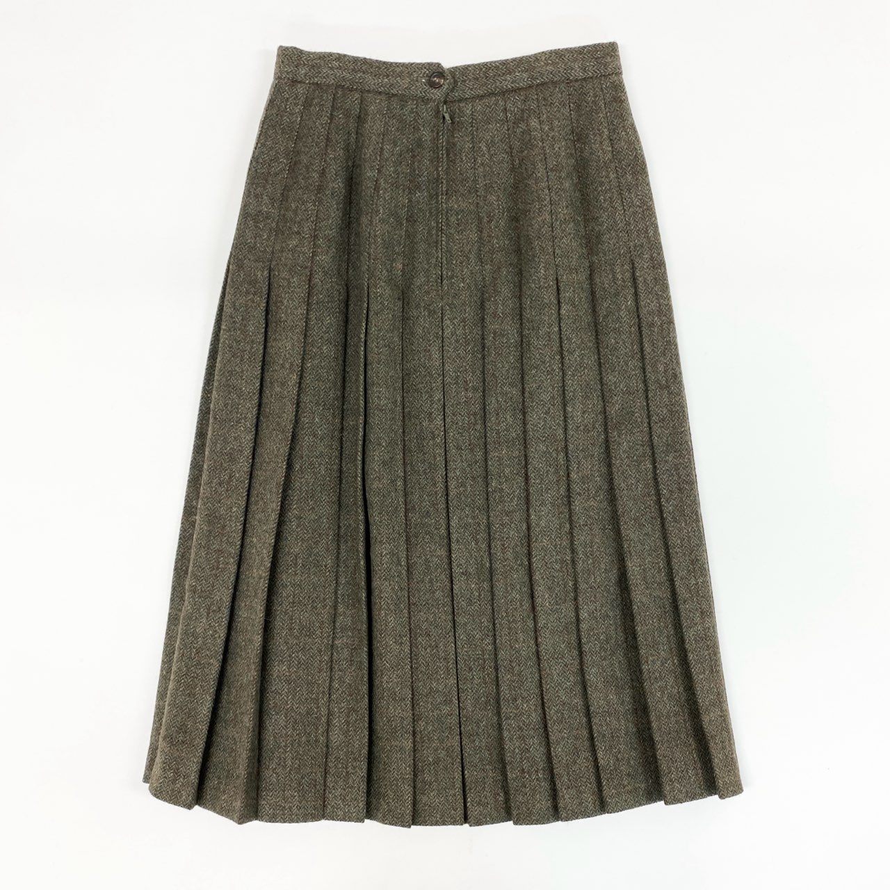 61g23 Ralph Lauren ラルフローレン 90s VINTAGE プリーツスカート ボトムス ヘリンボーン ヴィンテージ 11 カーキ ウール レディース