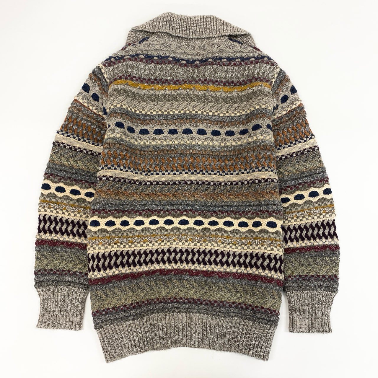 62g24 【イタリア製】MISSONI ミッソーニ アルパカ キャメル混紡 ニットカウチン ニットカーディガン サイズ52 マルチカラー メンズ 男性用 大きいサイズ_