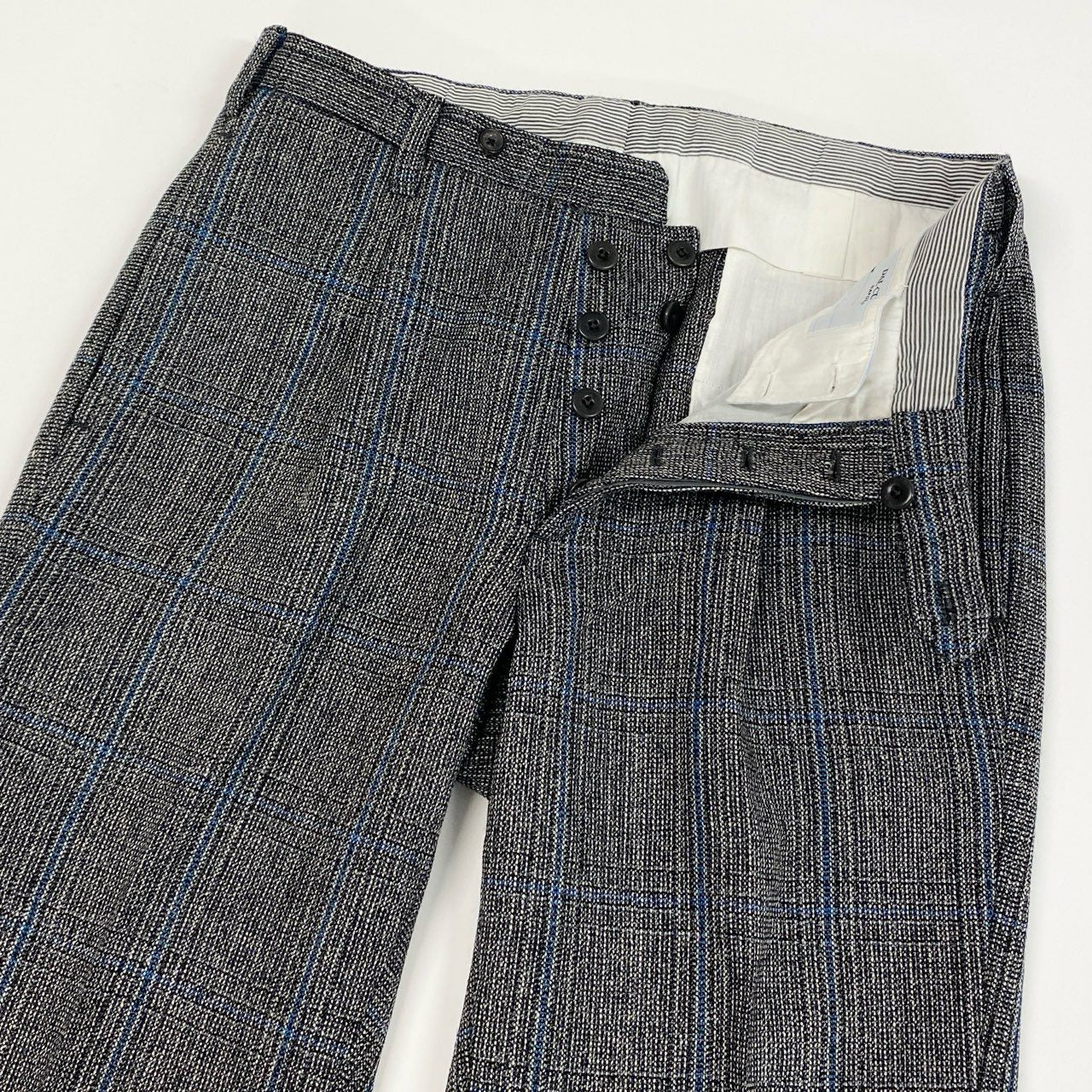 12i26 《美品》 DAL CUORE ダルクオーレ ツイード生地 シングルスーツ セットアップ グレー ブルー チェック ウール メンズu02t