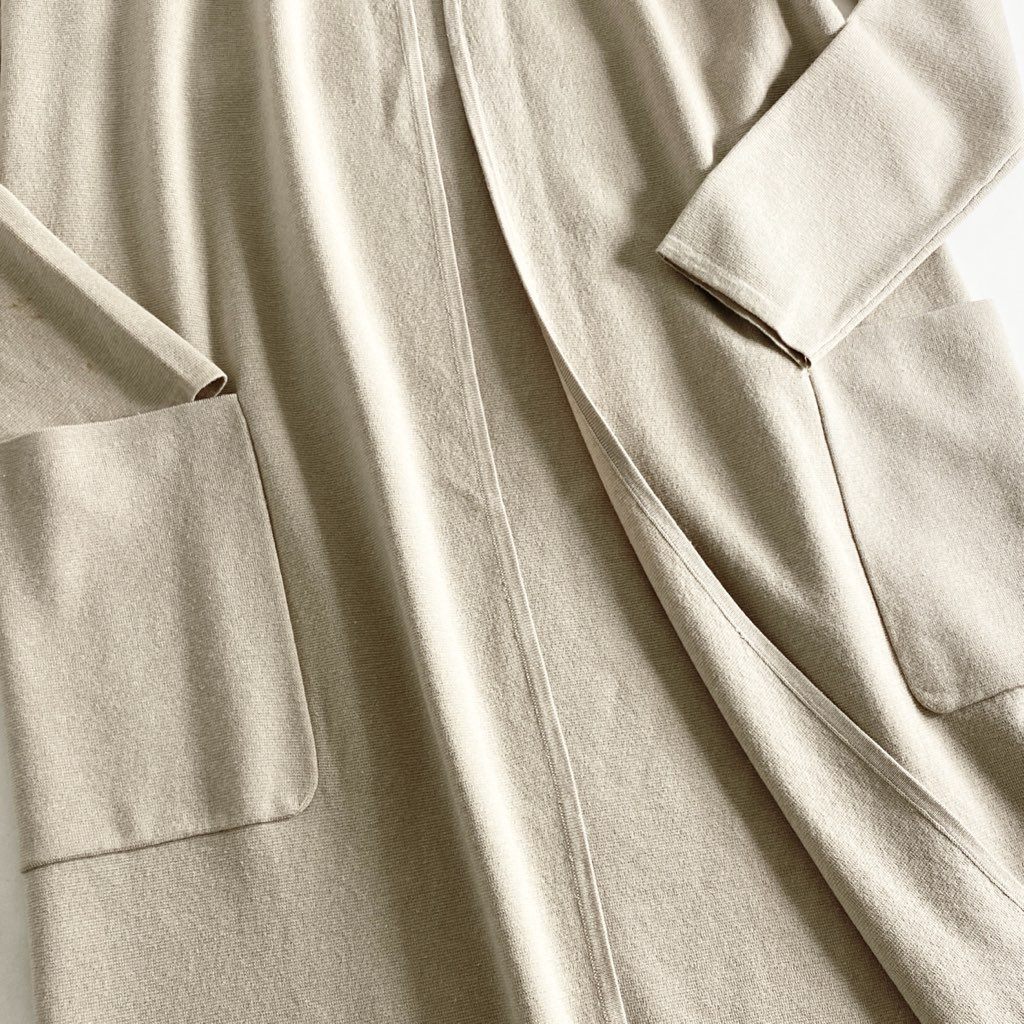 37h21 MaxMara STUDIO マックスマーラ ステュディオ シルク混 ロングカーディガン 腰ひも ニット 羽織 S ベージュ シルク ウール