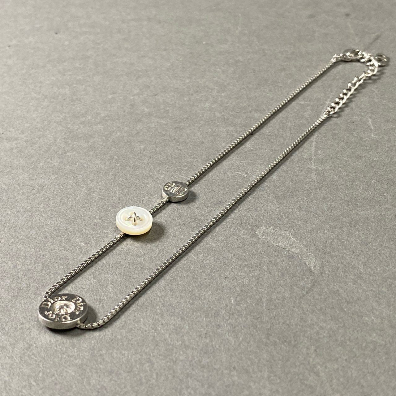 3e12 Christian Dior クリスチャン ディオール ボタンデザイン ネックレス シルバー アクセサリー ジュエリー CD