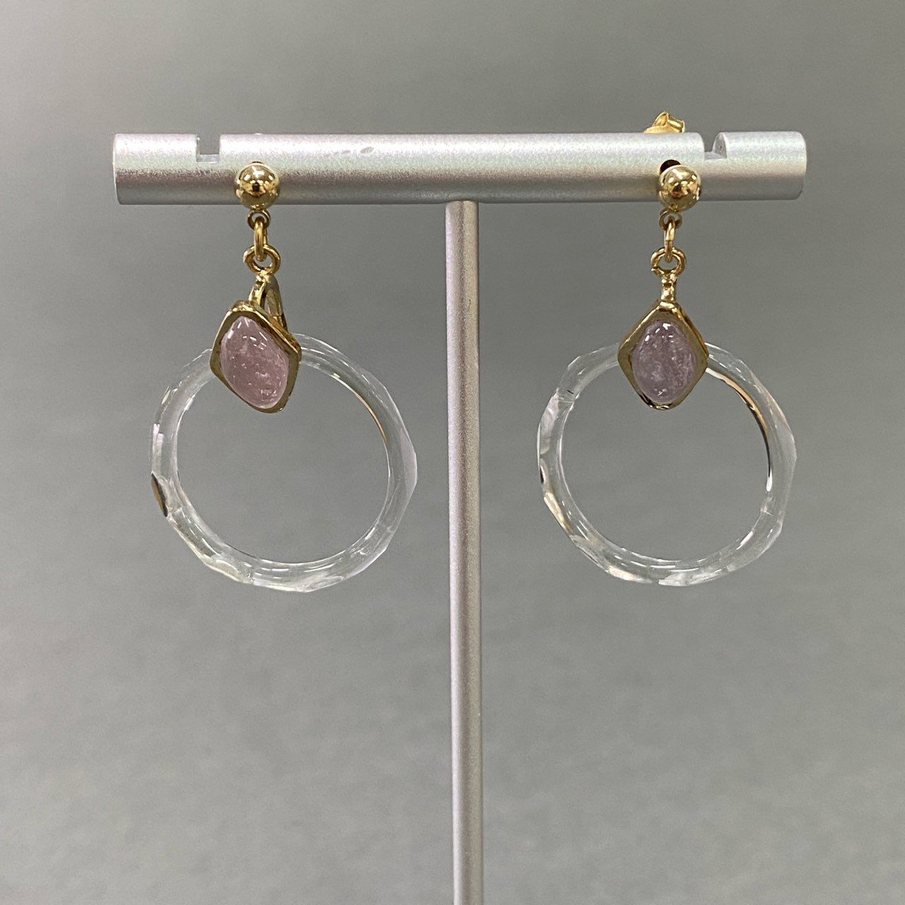 c26 定価¥16,500 JUNCO Paris ジュンコパリ リングピアス ゴールド クリア ピンク アクセサリー イヤリング イヤーカフ