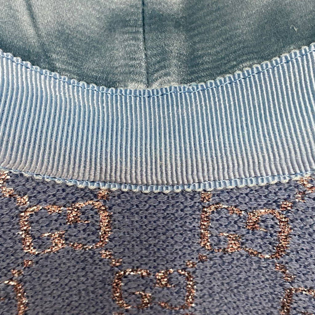 f6 GUCCI グッチ GGラメ ベースボールキャップ 631953 S 56cm ブルー 帽子 6パネル CAP イタリア製