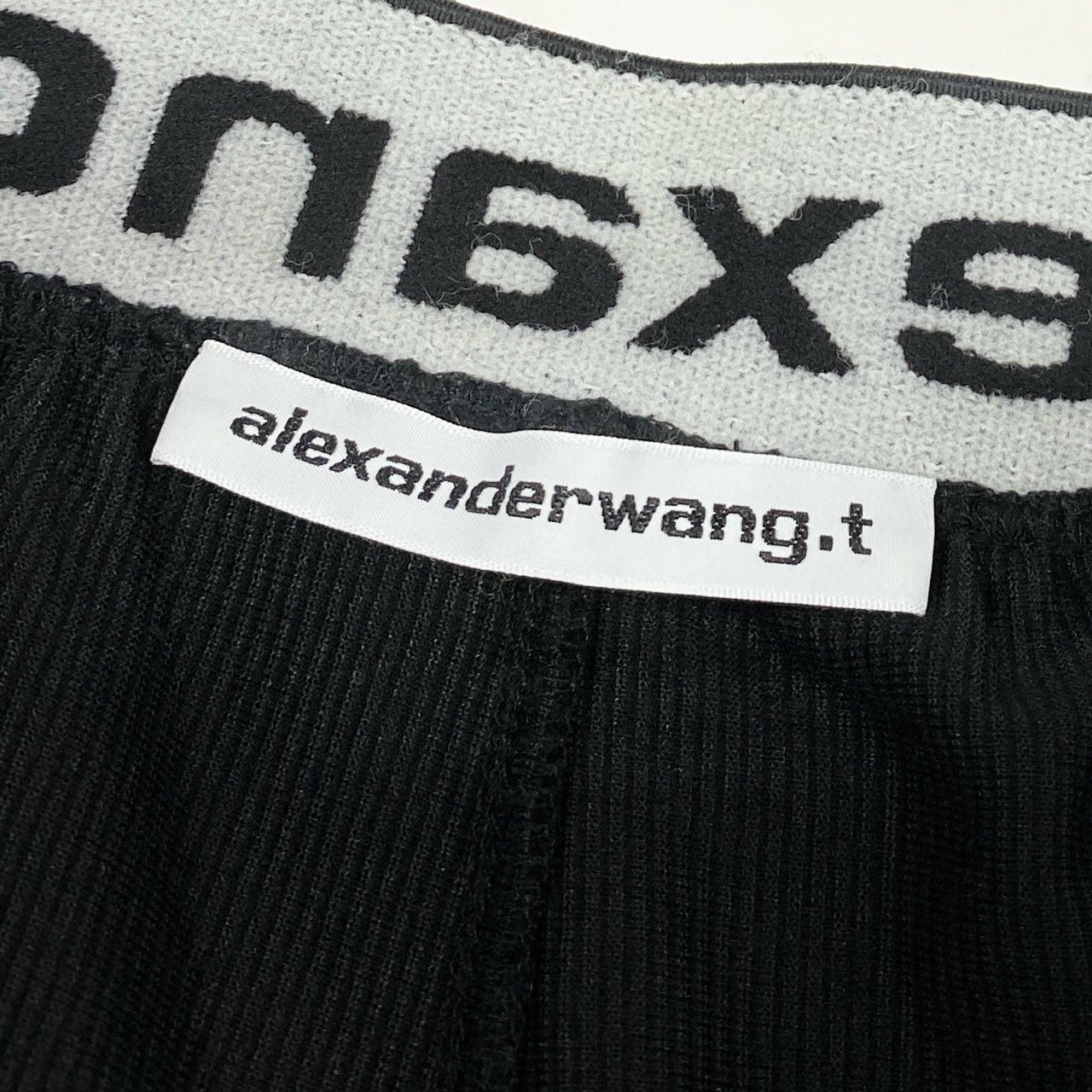 46f30 alexander wang.t アレキサンダーワン ウエストロゴプリント コーデュロイ ショートパンツ ハーフパンツ XS ブラック レディース