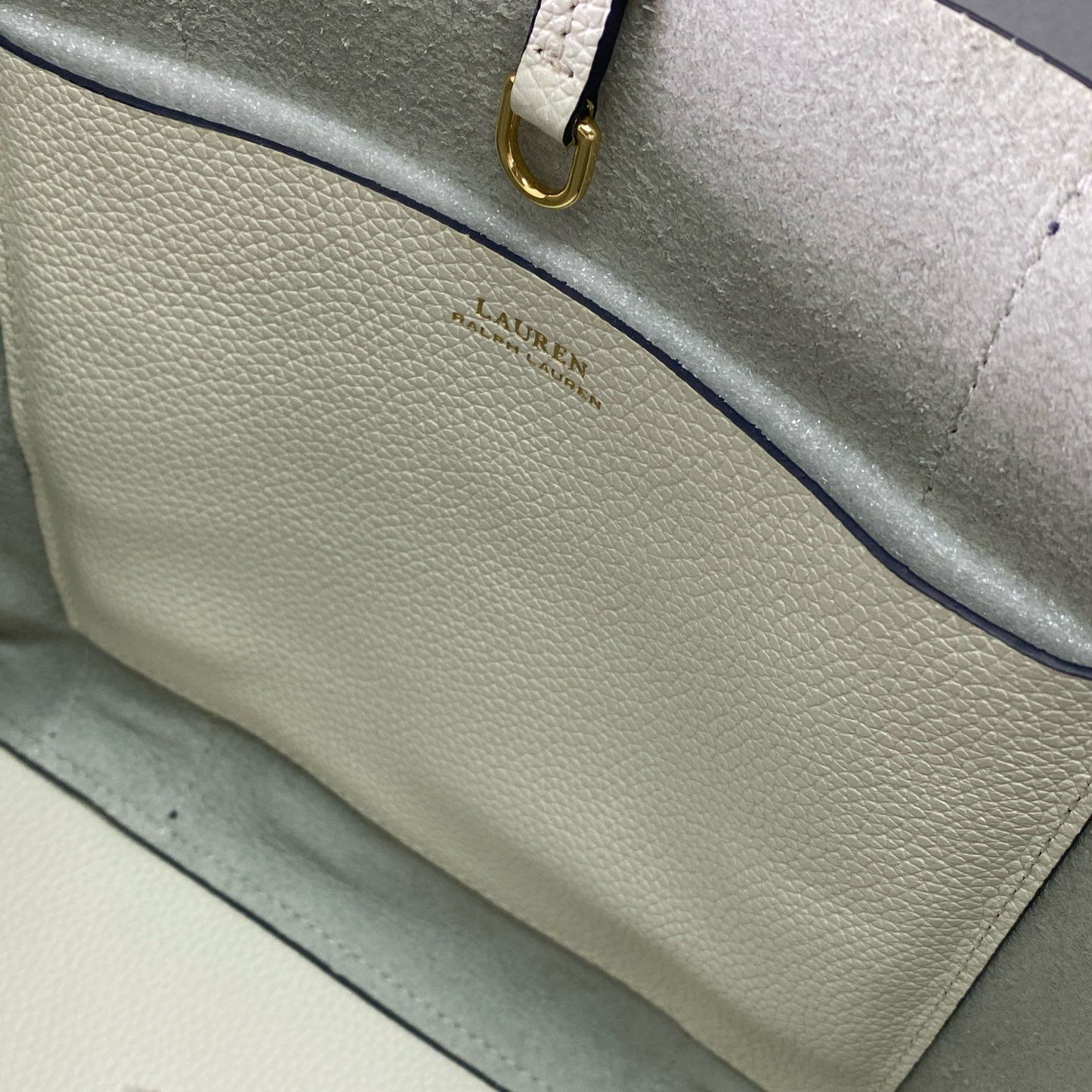 Ae5《未使用》 LAUREN RALPH LAUREN ローレン ラルフローレン 2WAY レザー トートバッグ ショルダーバッグ ホワイト クリーム Leather タグ付