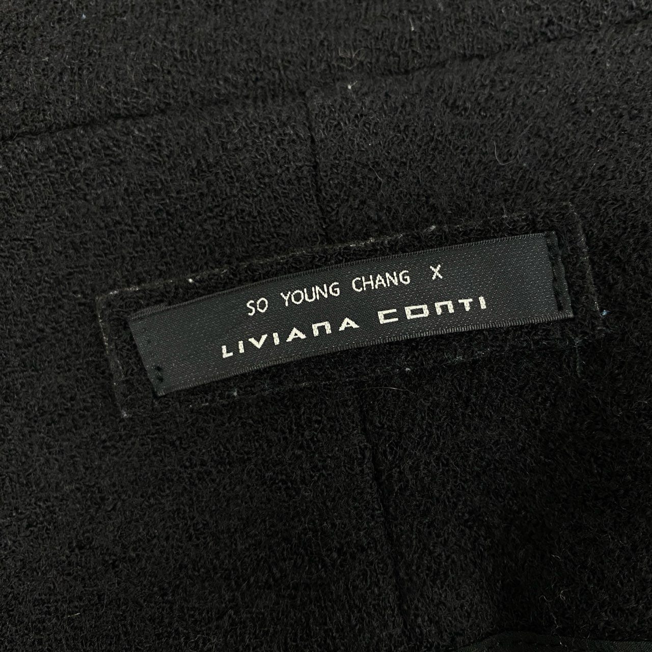 34k28 LIVIANA CONTI リビアナコンティ スタンドカラー ロングコート ウールブレンド◎ ヴァージンウール ボリューム襟 S ブラック レディース
