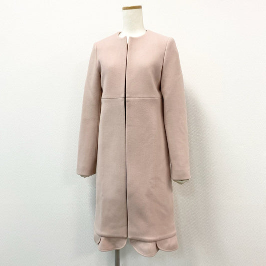 68g24 《未使用保管品》 YOKO CHAN ヨーコチャン ウール ノーカラーコート  裾フリフリ アウター YCC-417-070 38 ピンク ウール レディース_