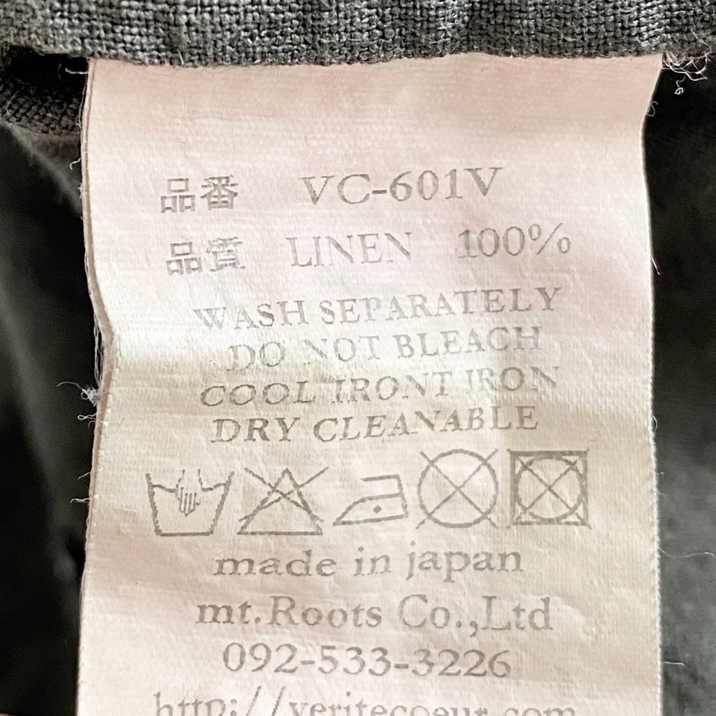 57c24 日本製 Veritecoeur ヴェリテクール 半袖ワンピース リネンワンピース リネン100% F モスグリーン ロングワンピース トップス ドレス