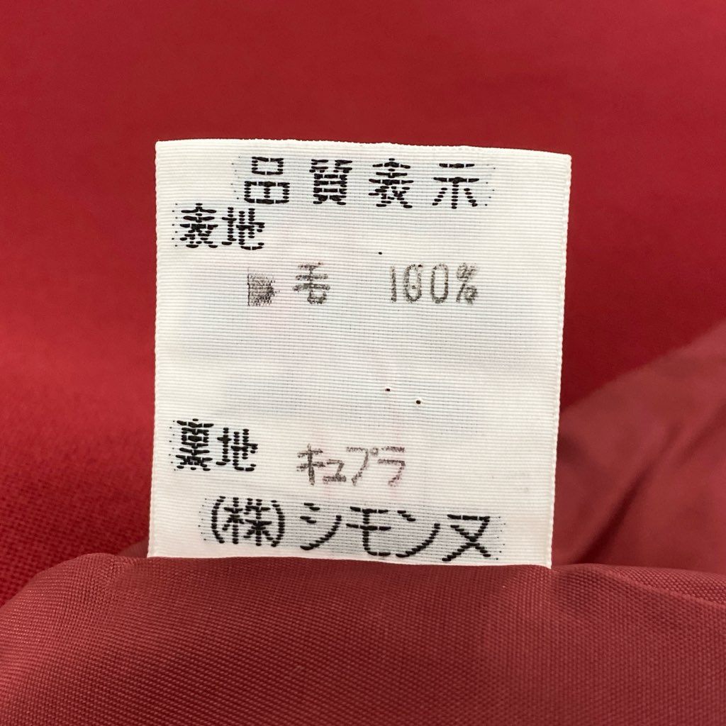 63d8-12 Thierry mugler ティエリー ミューグレー テーラードジャケット ノーカラージャケット 変形デザイン サイズ9 レッド ウール100% レディース