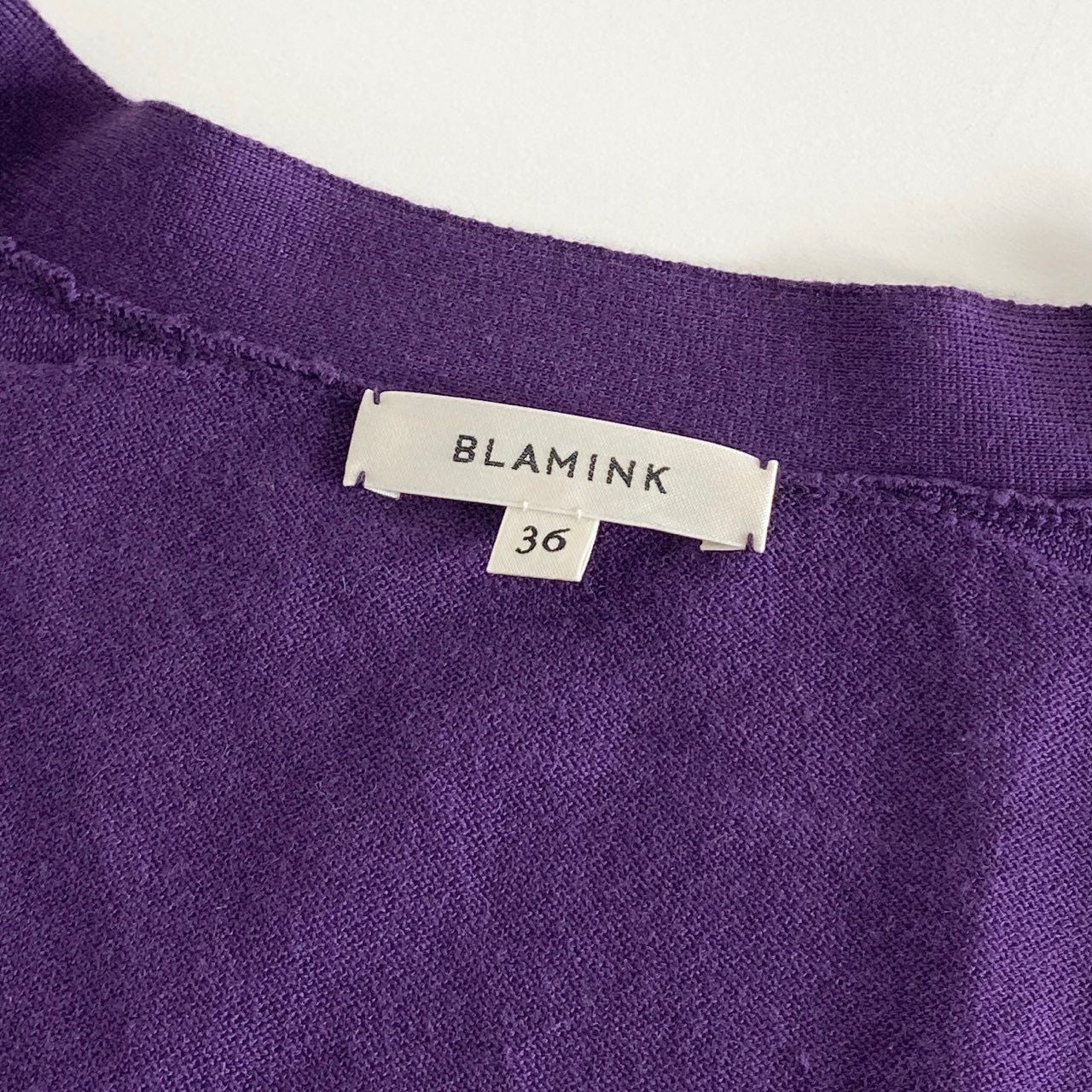 50h10 BLAMINK ブラミンク 18G サイドスリット ニットカーディガン Vネックカーディガン 7915-231-0019 サイズ36 パープル コットン100% レディース